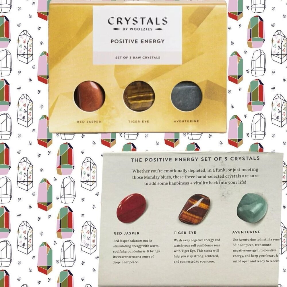 Woolzies Positive Energy Crystals -Red Jasper-Tiger Eye-Aventurine Set of 3